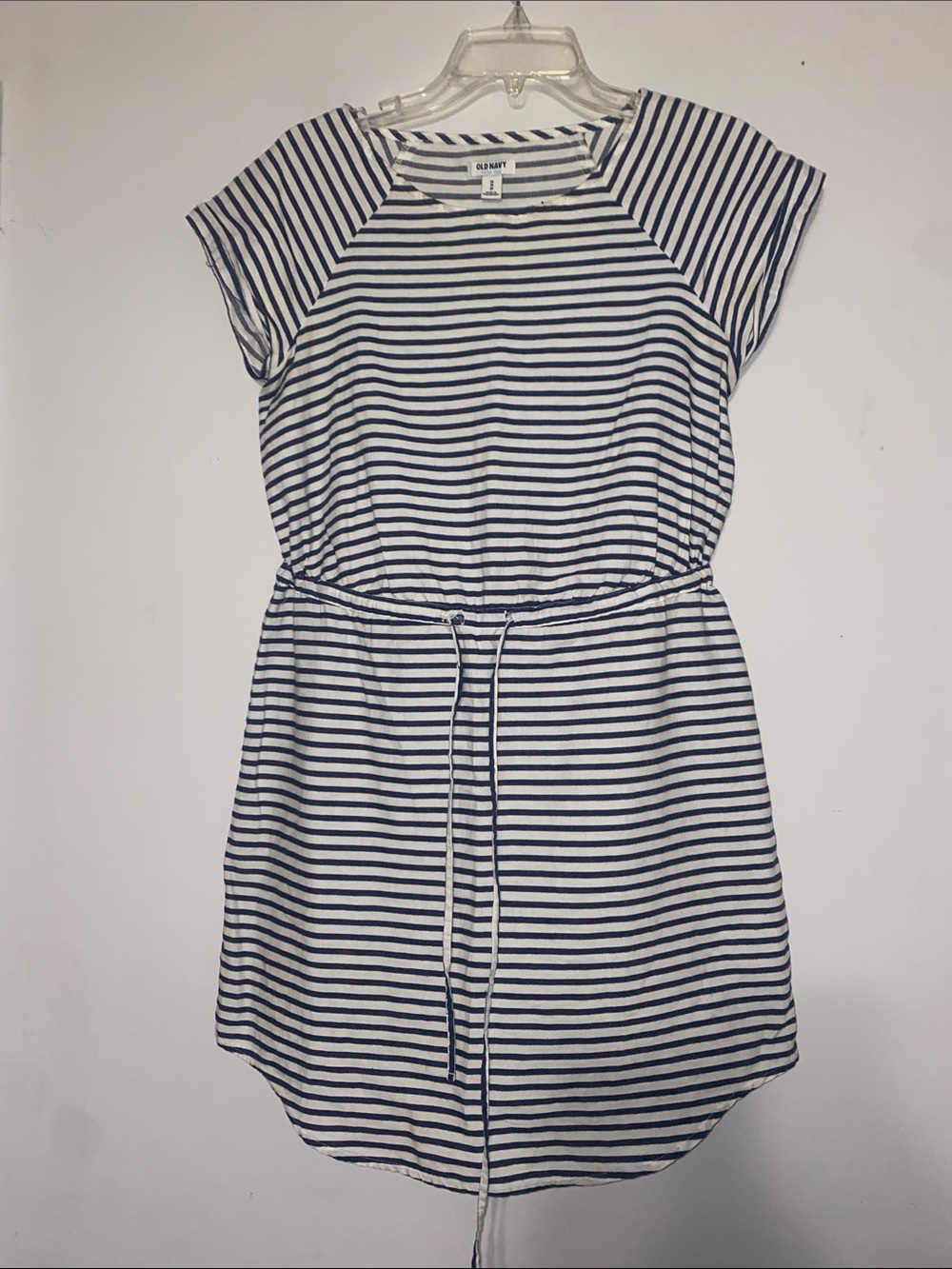 Old Navy White and Navy Striped Midi Dress
